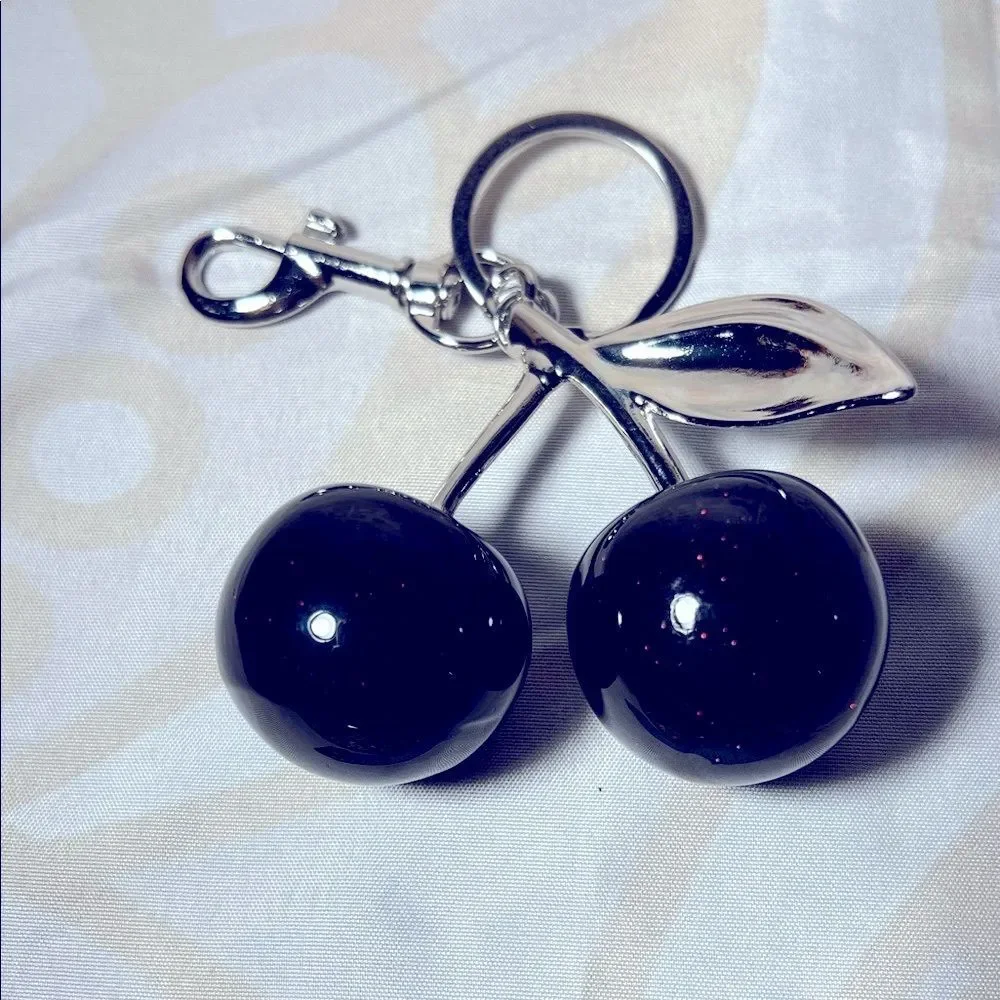 Cherry Keychain with Silver Accents